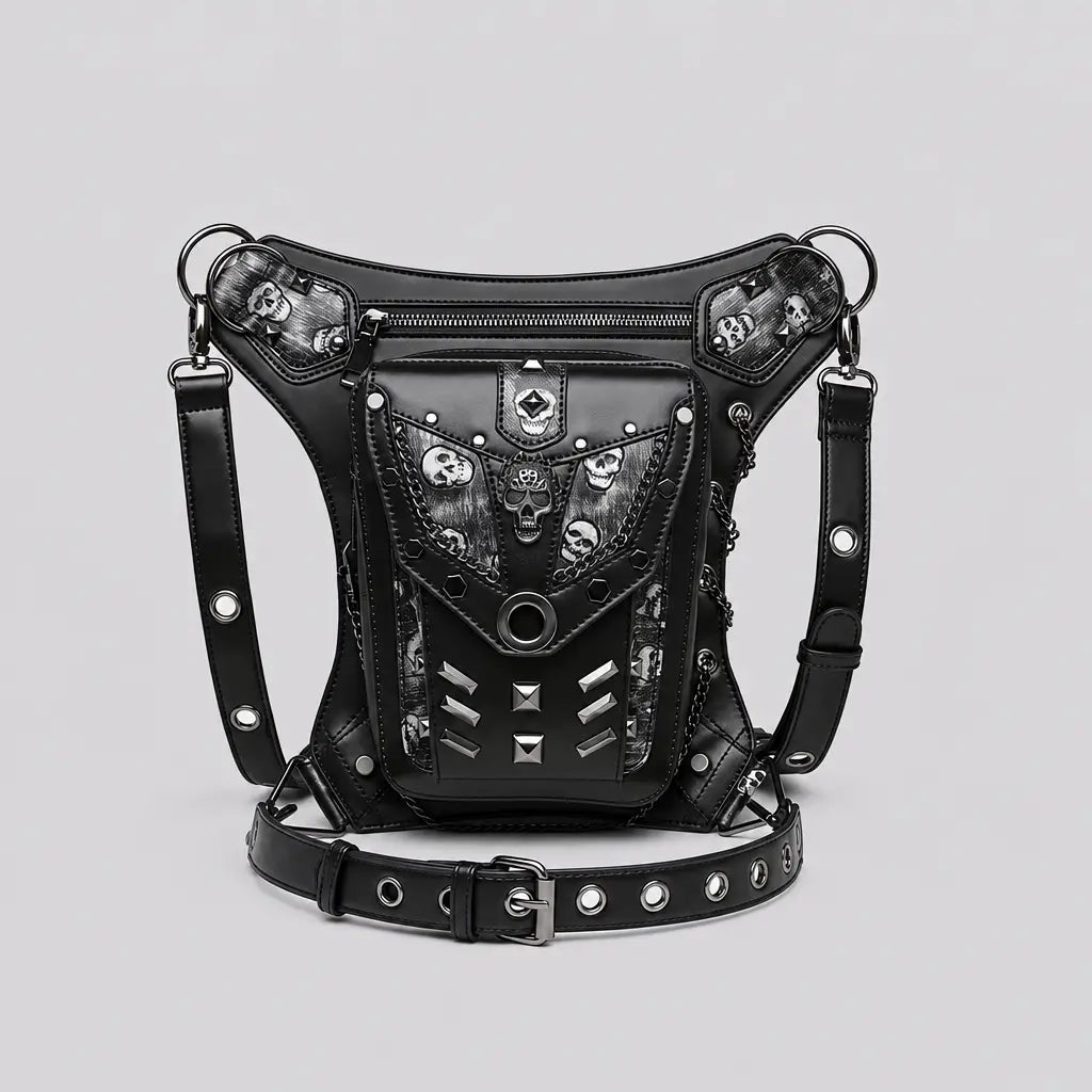 EKON Skull Punk Convertible Leg & Shoulder Bag