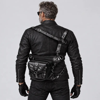 EKON Skull Punk Convertible Leg & Shoulder Bag