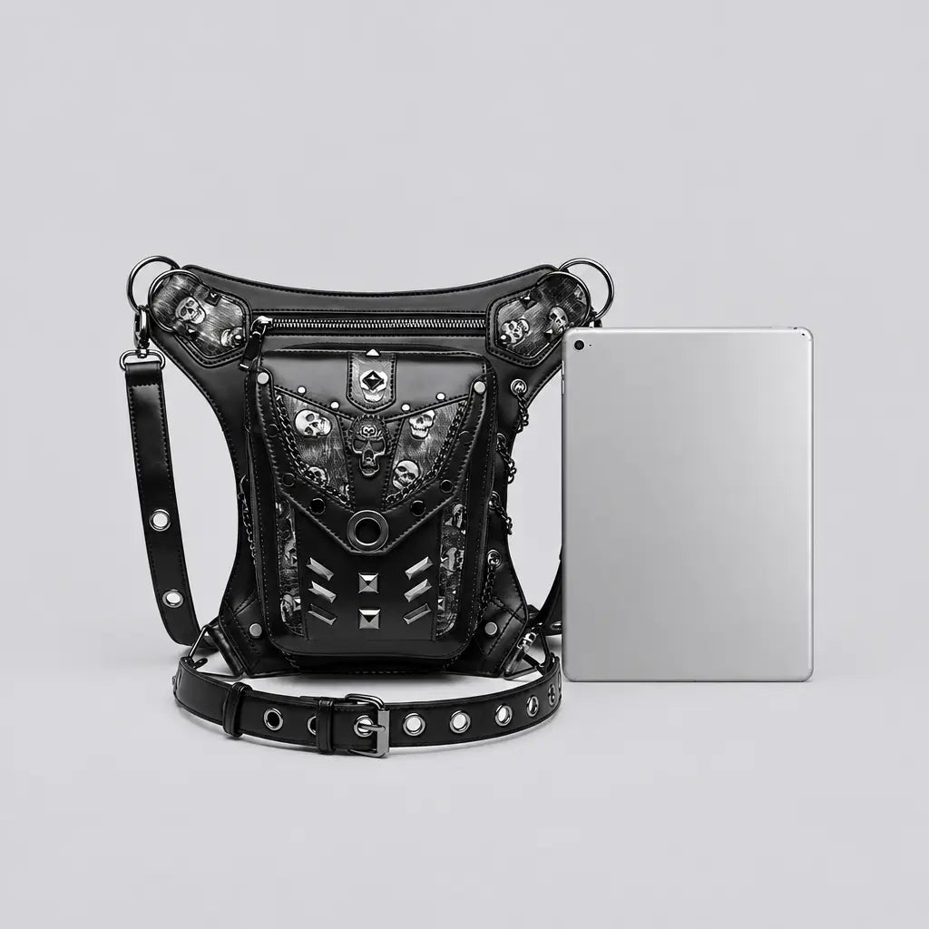 EKON Skull Punk Convertible Leg & Shoulder Bag