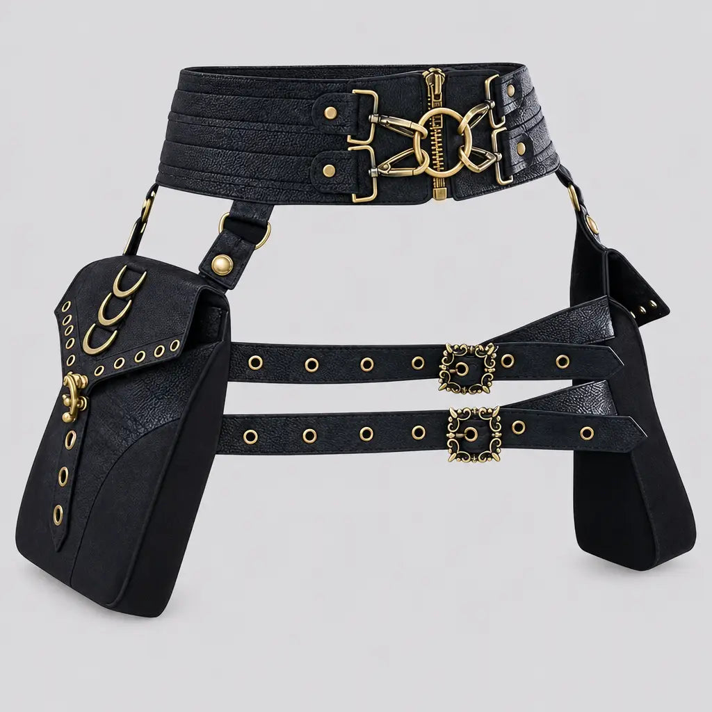 EKON Steampunk Double-Pouch Waist & Leg Bag