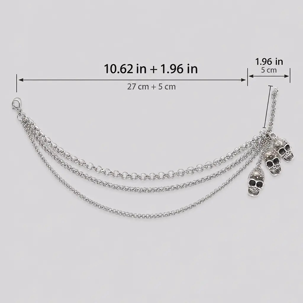 EKON Triple Skull Boot Chains - 2-Piece Set