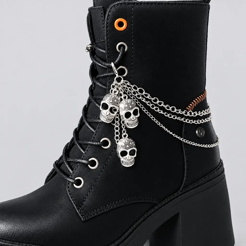 EKON Triple Skull Boot Chains - 2-Piece Set