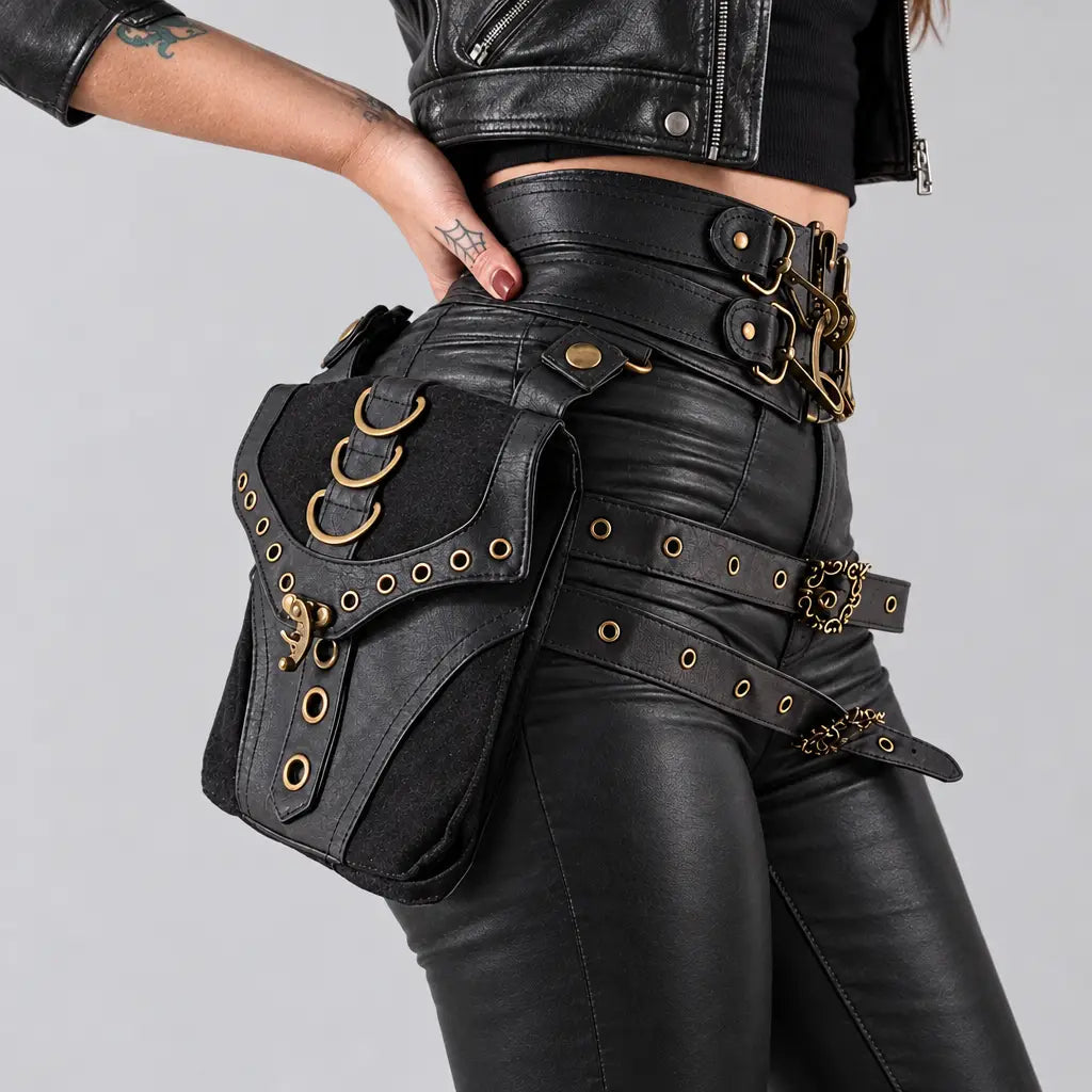 EKON Steampunk Double-Pouch Waist & Leg Bag