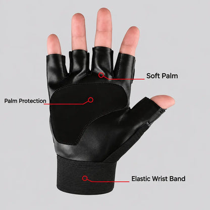 EKON Skull Patch Fingerless Riding Gloves