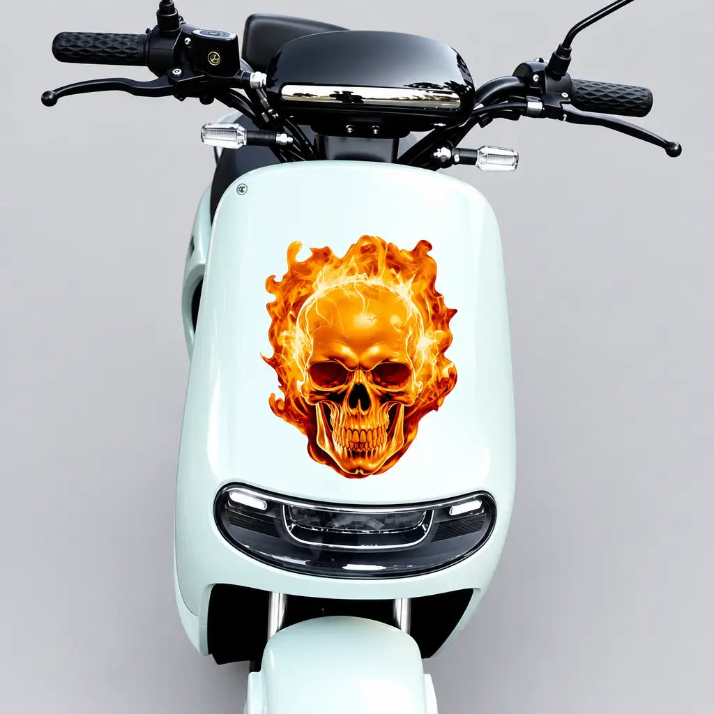 EKON Flaming Skull Vinyl Decal