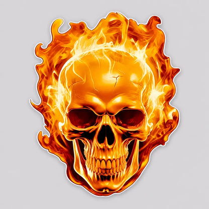 EKON Flaming Skull Vinyl Decal