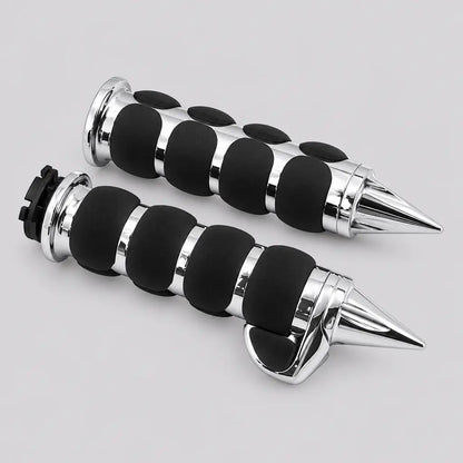 EKON Chrome Spike Motorcycle Handlebar Grips