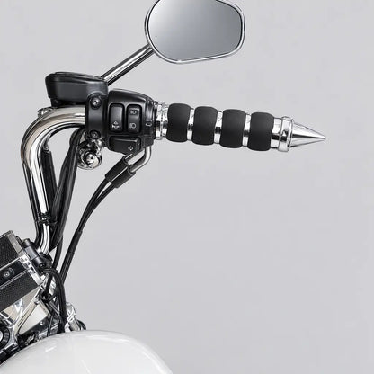 EKON Chrome Spike Motorcycle Handlebar Grips