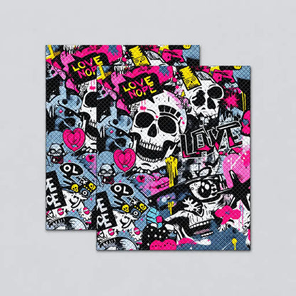 EKON Graffiti Skull Handlebar Grip Wraps