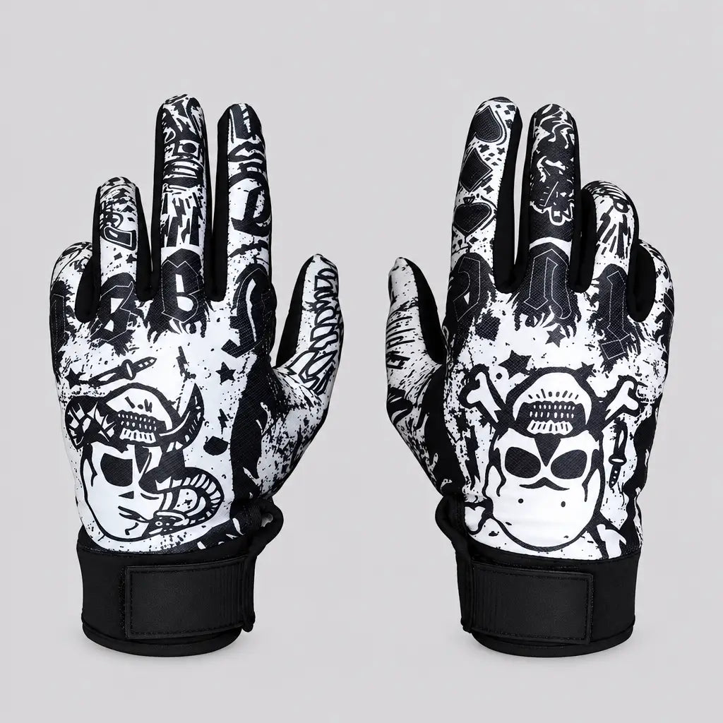 EKON Skull Graffiti Touchscreen Riding Gloves