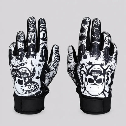 EKON Skull Graffiti Touchscreen Riding Gloves