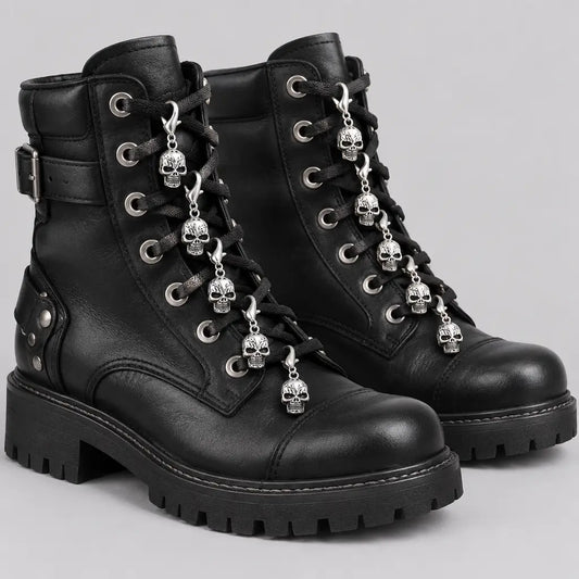 EKON Skull Shoe Charms - 12 Piece Set Silver