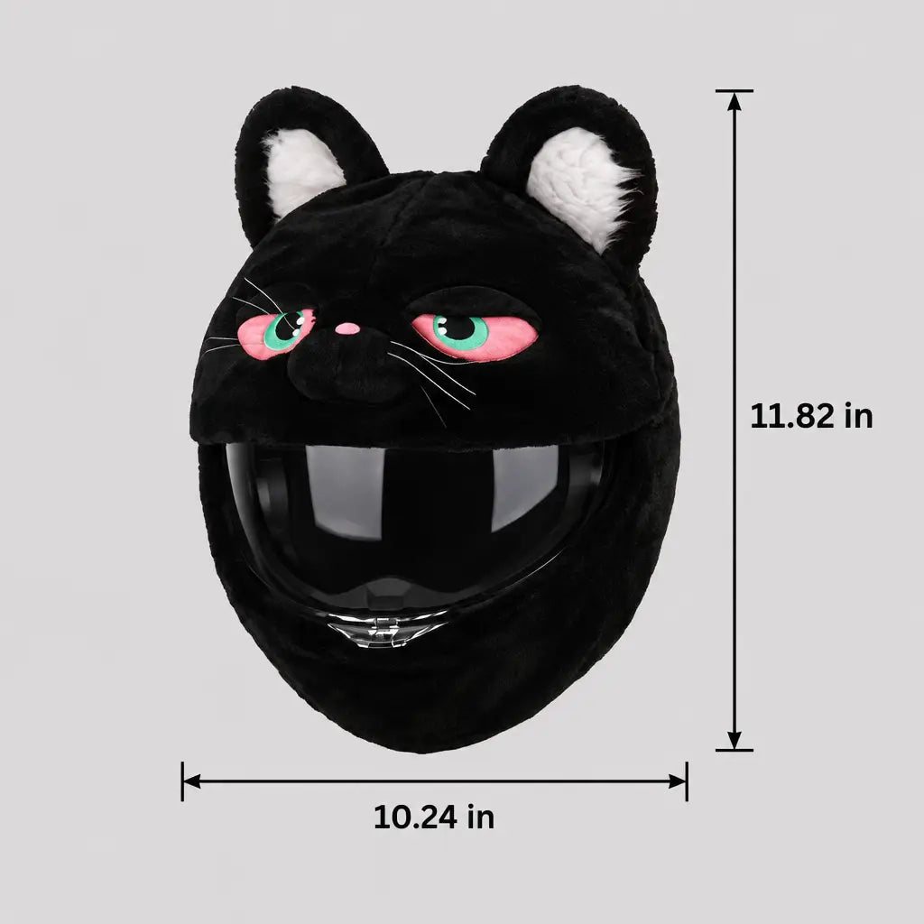 EKON Green-Eye Cat Plush Helmet Cover
