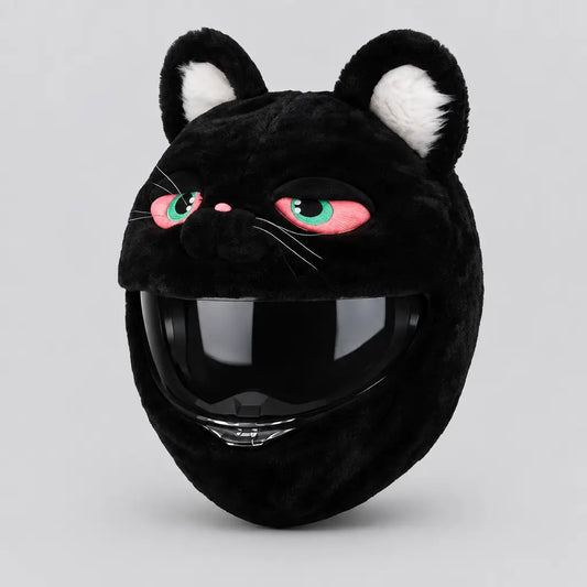 EKON Green-Eye Cat Plush Helmet Cover