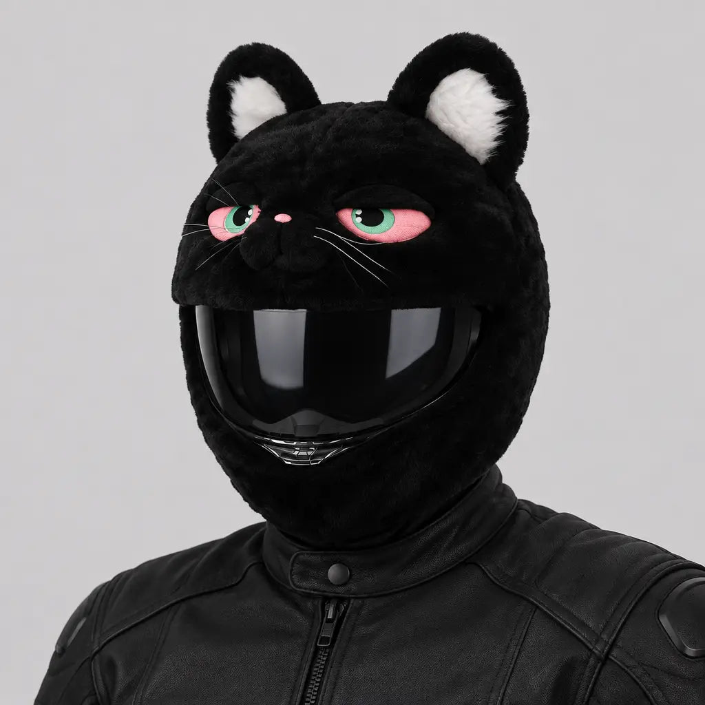 EKON Green-Eye Cat Plush Helmet Cover