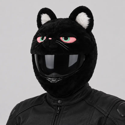 EKON Green-Eye Cat Plush Helmet Cover