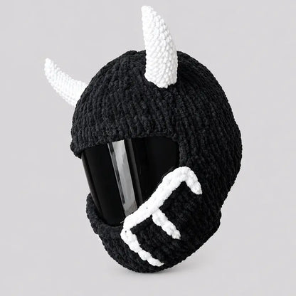 EKON Devil Horn Knit Helmet Cover White