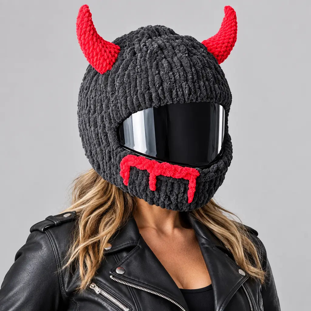 EKON Devil Horn Knit Helmet Cover