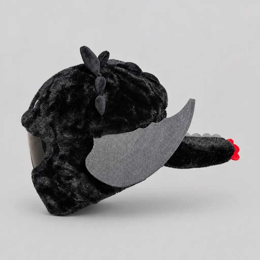 EKON Black Dragon Plush Helmet Cover