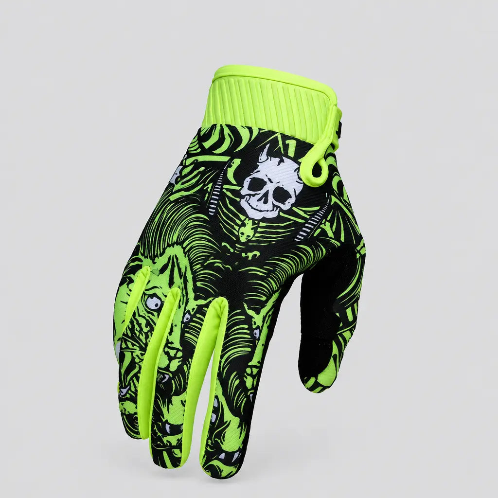 EKON Skull Claw Full-Finger Riding Gloves Green