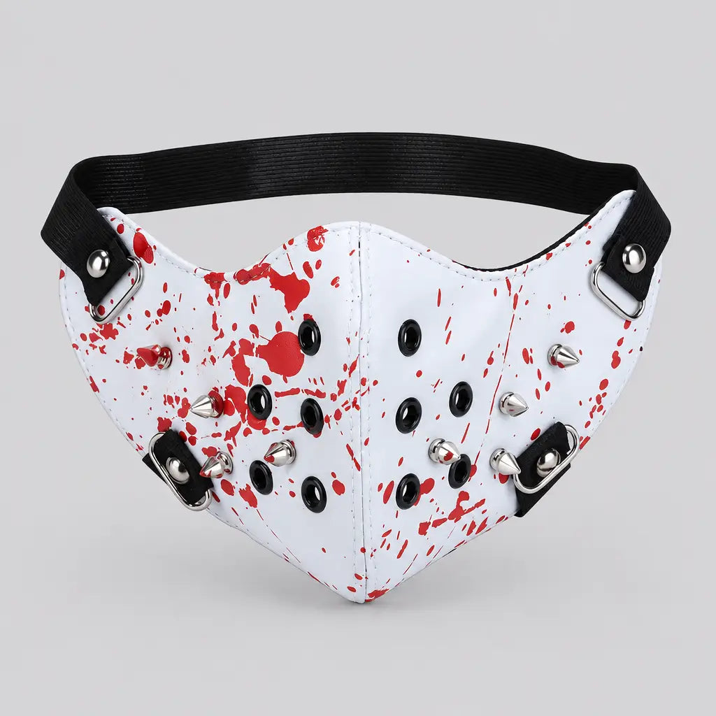 EKON Blood Splatter Spiked Mask White