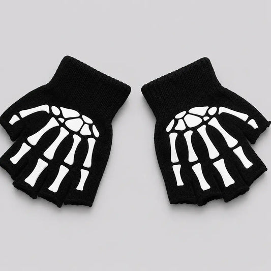 EKON Boneprint Fingerless Knit Gloves