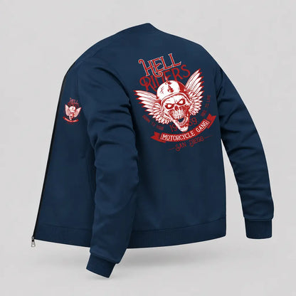 EKON Hell Riders Winged Skull Zip Jacket Navy Blue