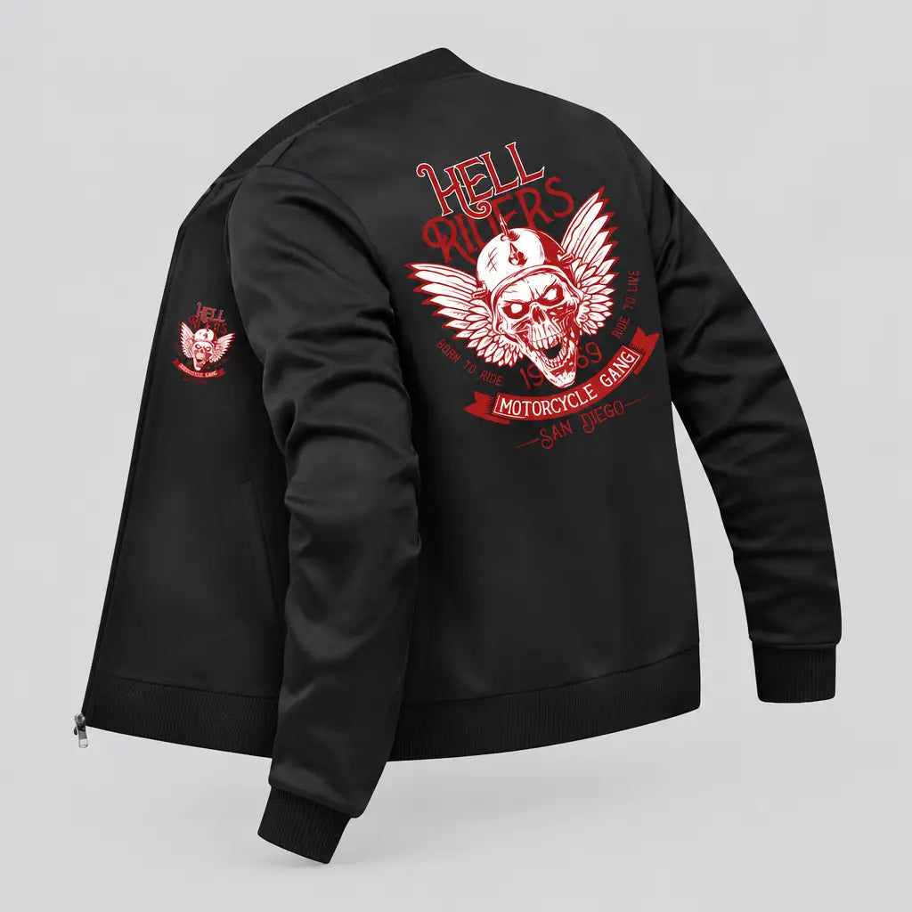 EKON Hell Riders Winged Skull Zip Jacket Black
