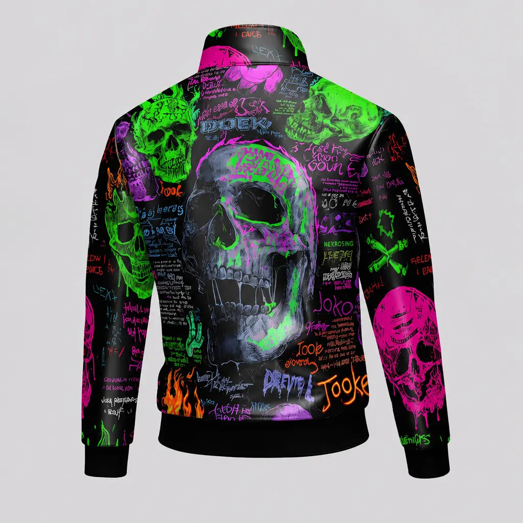 EKON Neon Skull Graffiti Jacket