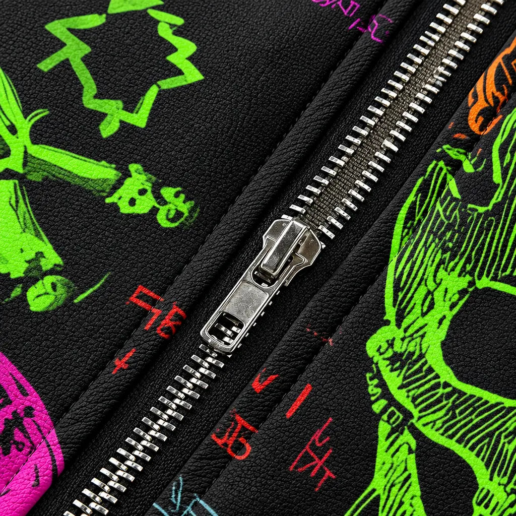 EKON Neon Skull Graffiti Jacket