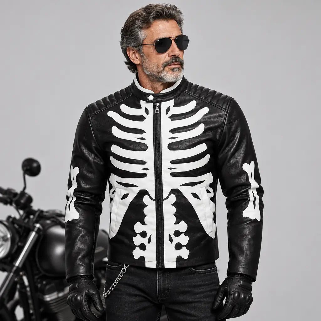 EKON Skeleton Biker Jacket