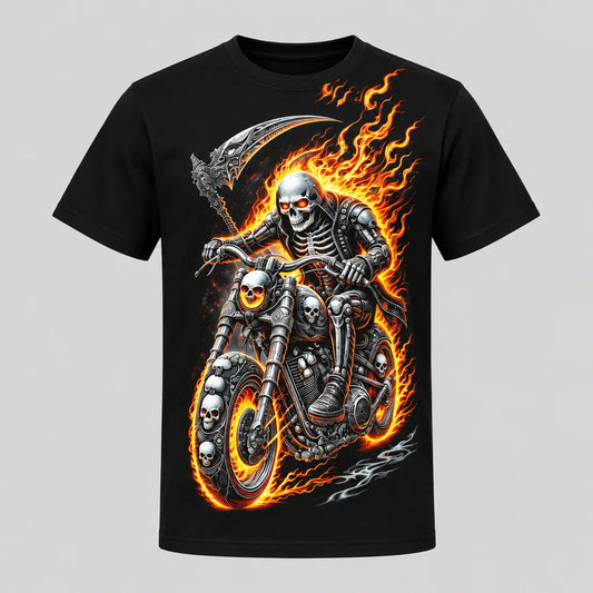 EKON Flaming Reaper Motorcycle T-Shirt