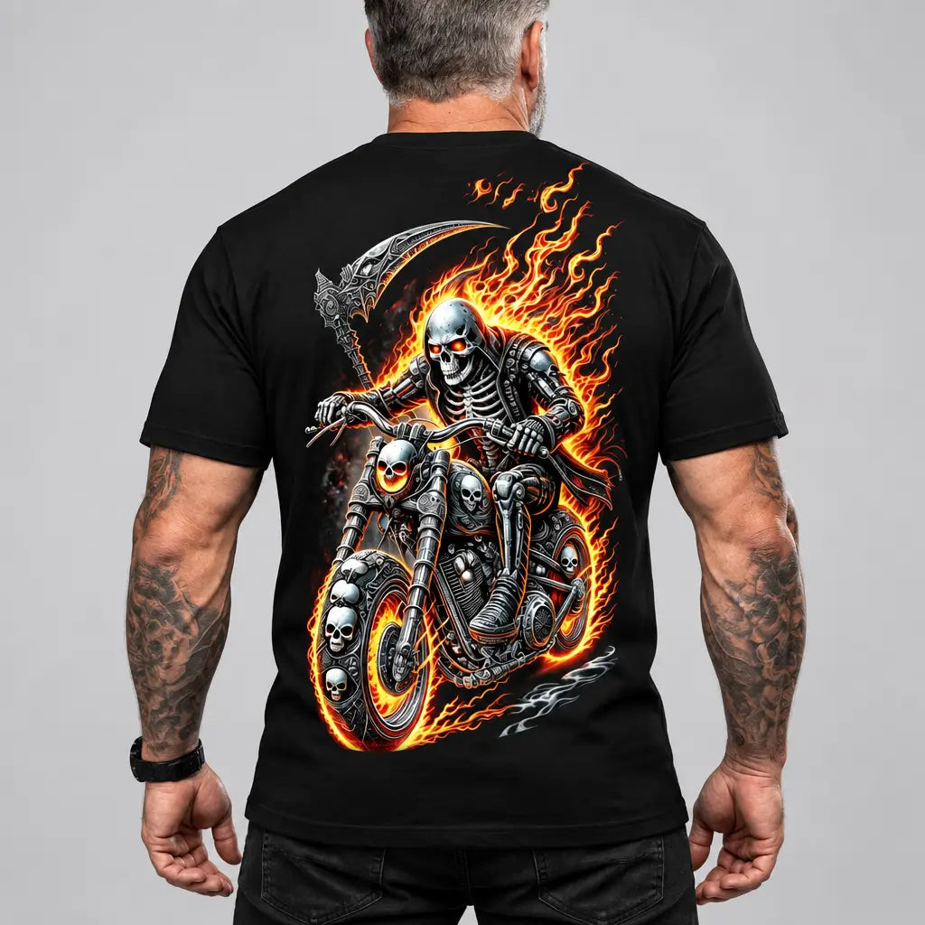 EKON Flaming Reaper Motorcycle T-Shirt