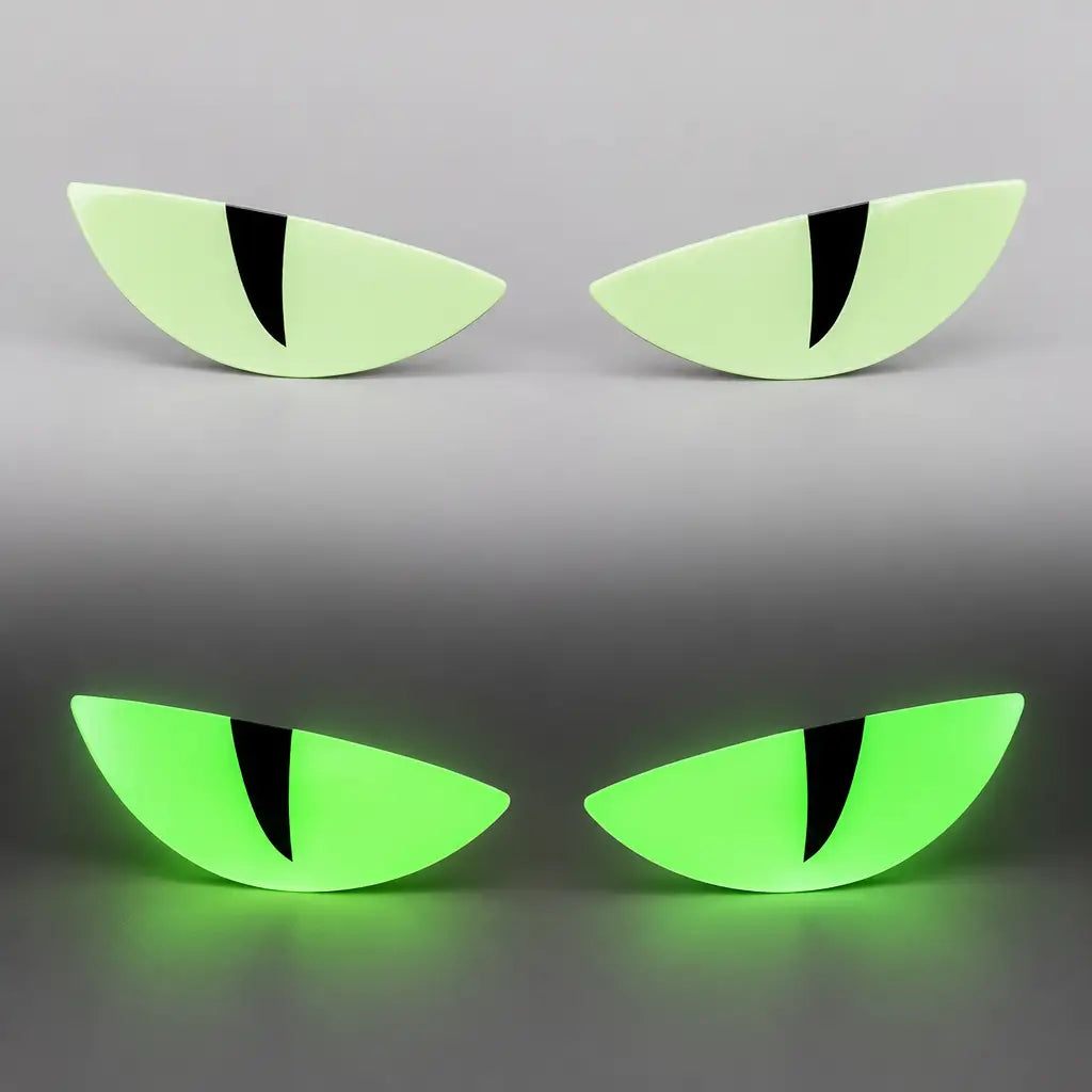EKON Glow Devil Eye Motorcycle Decals Black Pupils