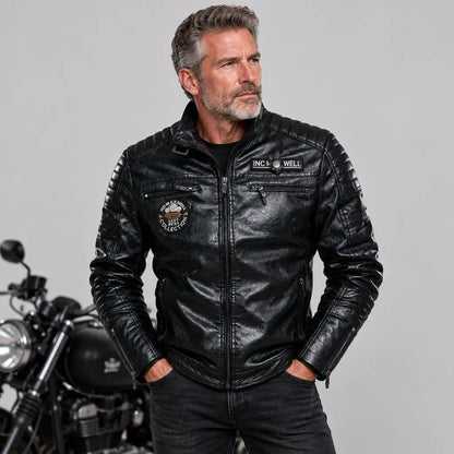 EKON Quilted Shoulder Biker Jacket