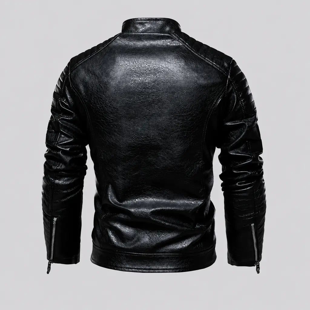 EKON Quilted Shoulder Biker Jacket