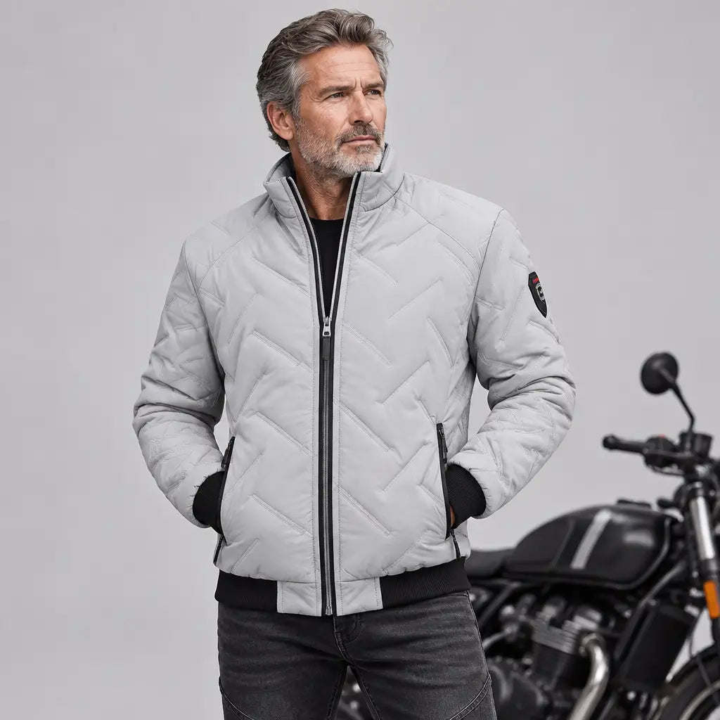 EKON Diagonal Texture Zip Jacket