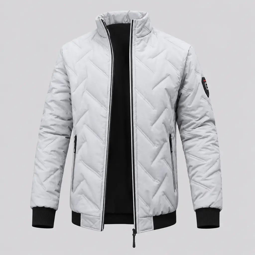 EKON Diagonal Texture Zip Jacket Gray