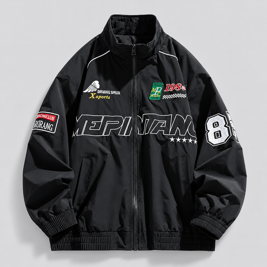 EKON Racing Patch Quilted-Lined Jacket Black