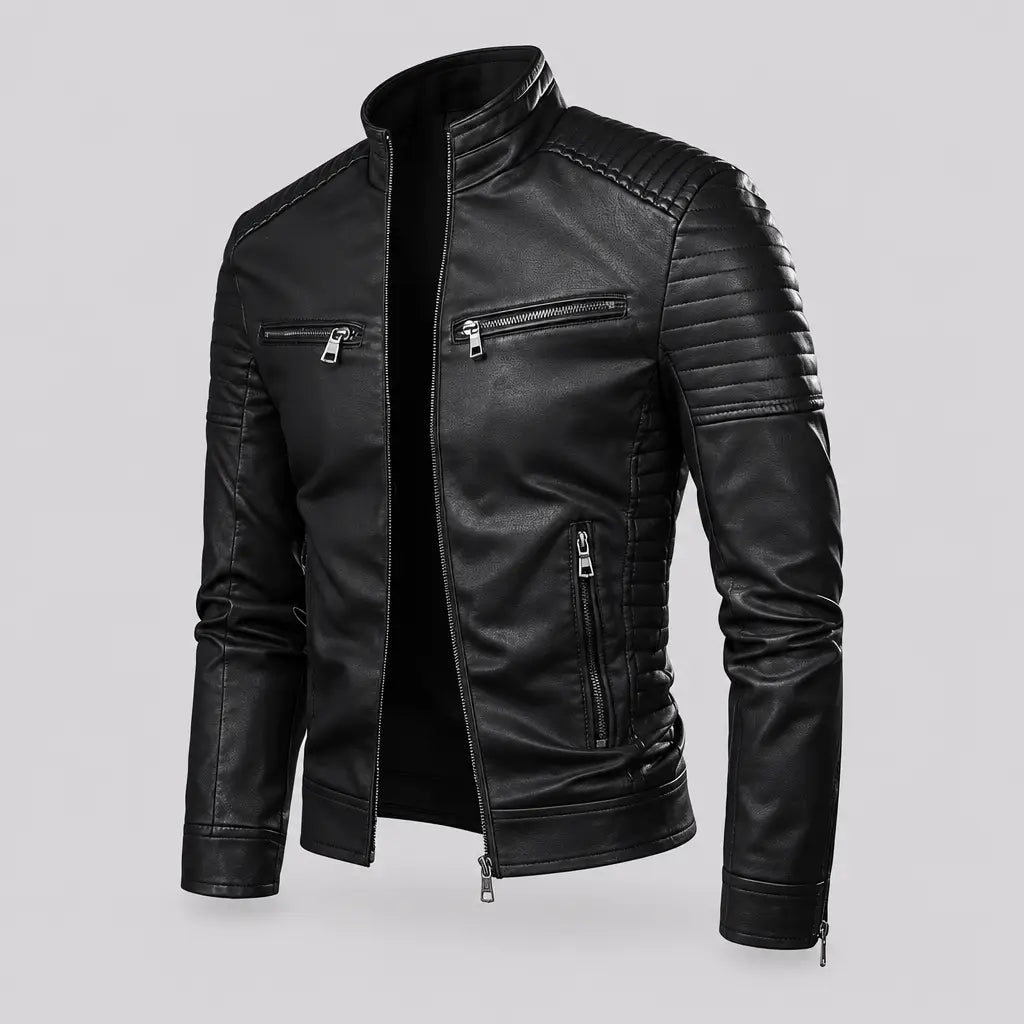 EKON Ribbed Shoulder Zip Jacket