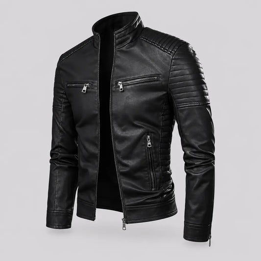 EKON Ribbed Shoulder Zip Jacket