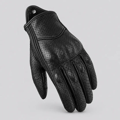 EKON Perforated Leather Touchscreen Riding Gloves