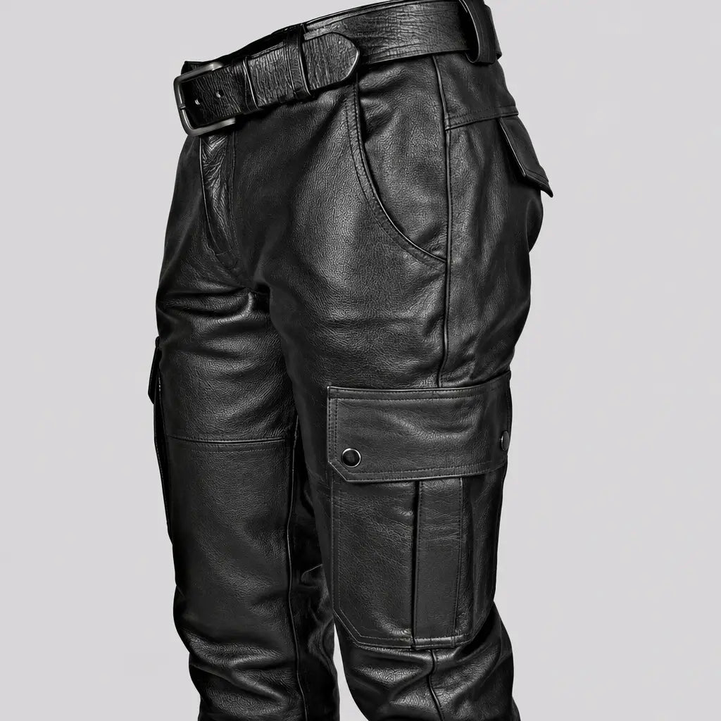 EKON Leather-Look Cargo Pants