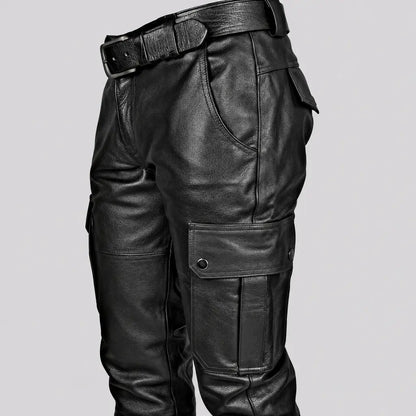 EKON Leather-Look Cargo Pants