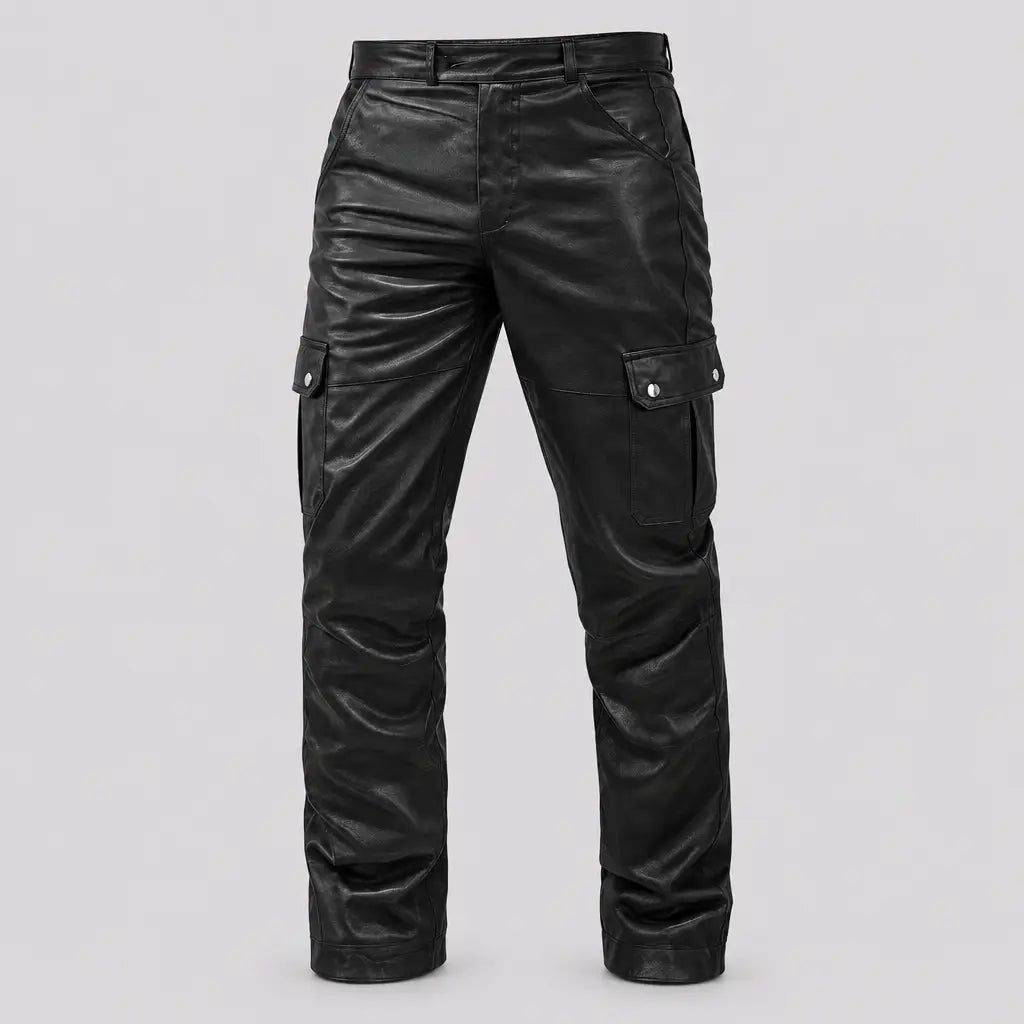 EKON Leather-Look Cargo Pants
