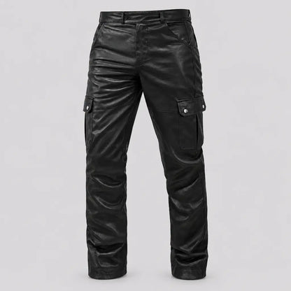 EKON Leather-Look Cargo Pants
