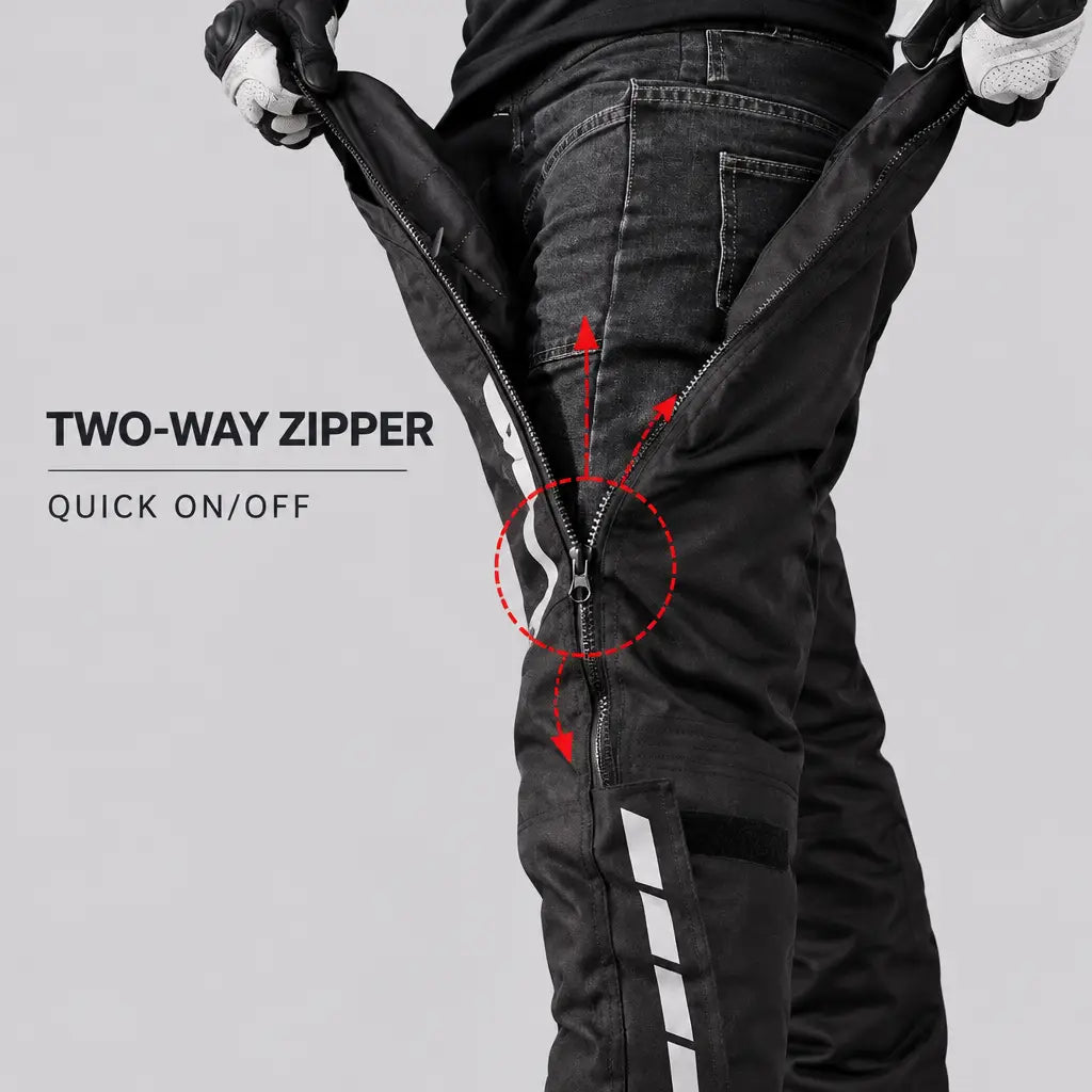 EKON Armored Quick-Zip Winter Motorcycle Overpants