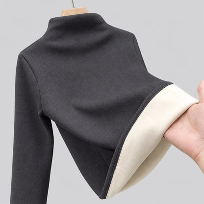 EKON Plush-Lined Mock Neck Thermal Top
