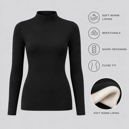 EKON Plush-Lined Mock Neck Thermal Top