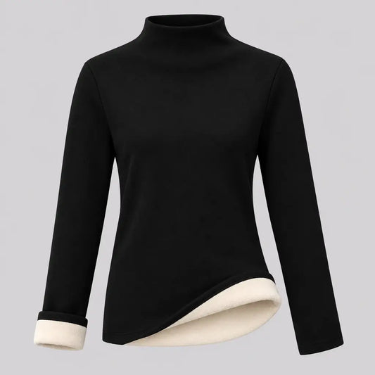 EKON Plush-Lined Mock Neck Thermal Top